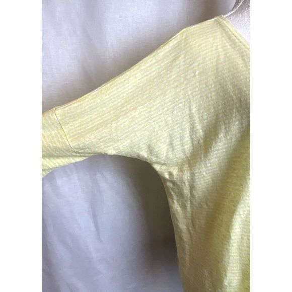 Chicos Womens Yellow Striped Linen Drop Shoulder Tunic Top Size 2 Large - Picture 5 of 10
